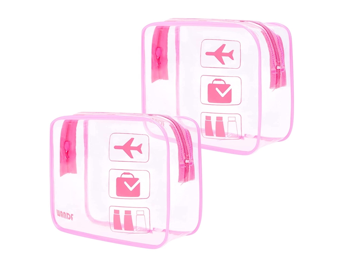 Neceser de viaje transparente con cremalleras, accesorios de viaje de tamaño cuarto, bolsa de cosméticos de maquillaje (2 piezas)