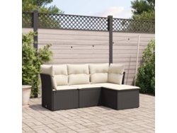 Conjunto de sofás de jardín de 4 piezas DKD Home Decor con cojines de mimbre negros