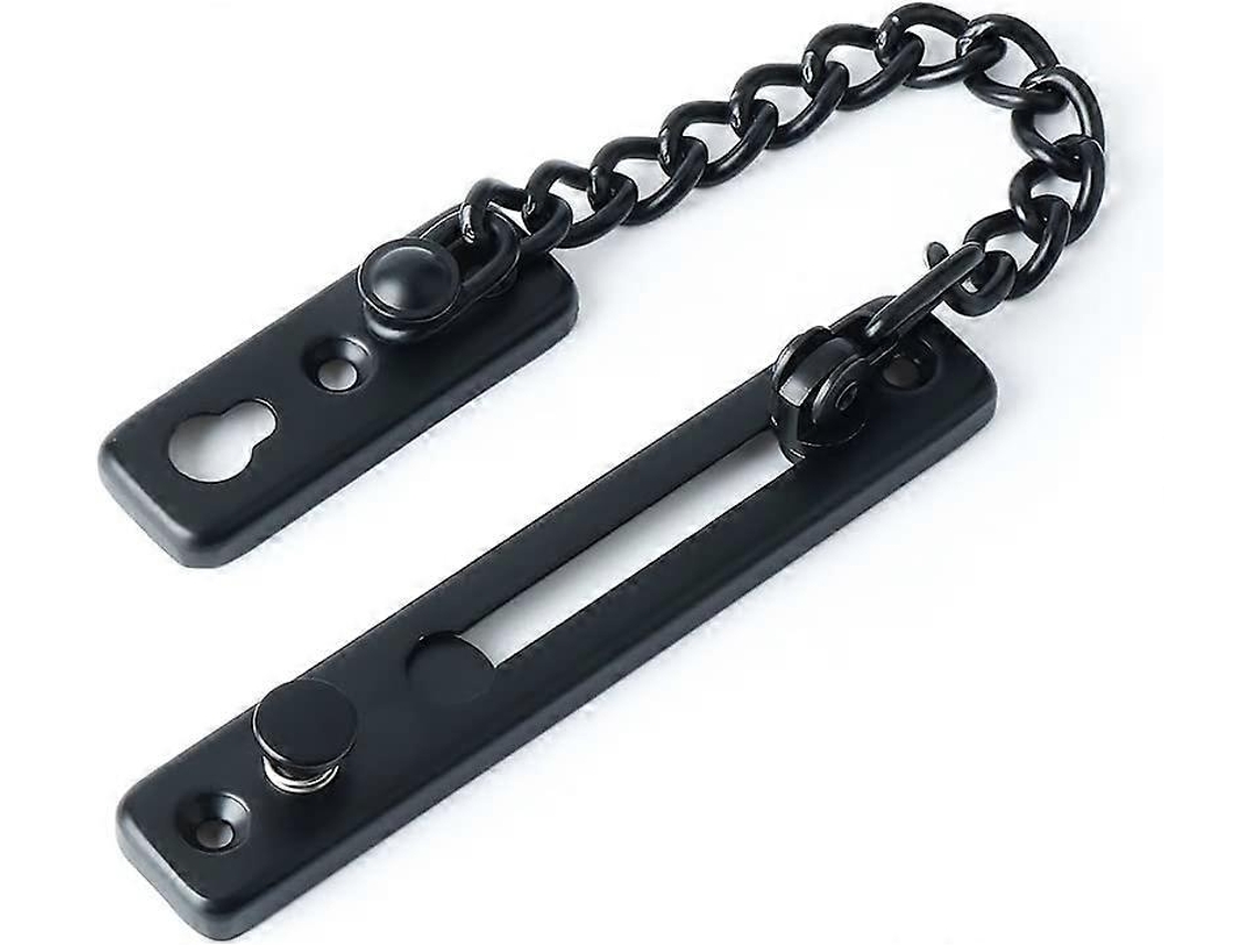 Cadena De Seguridad Para Puerta Estrecha Limitador De Puerta Con Resorte Cerradura Antirrobo De Acero Inoxidable Mate Negro Con Tornillos