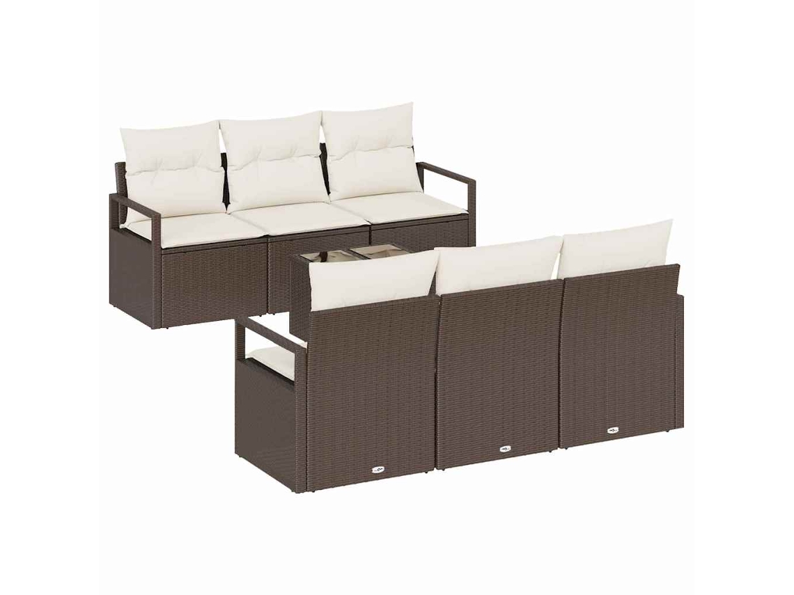 Maison Exclusive - Conjunto De Sofá De Jardín 7 Pcs Marrón Y Crema Ratán Sintético