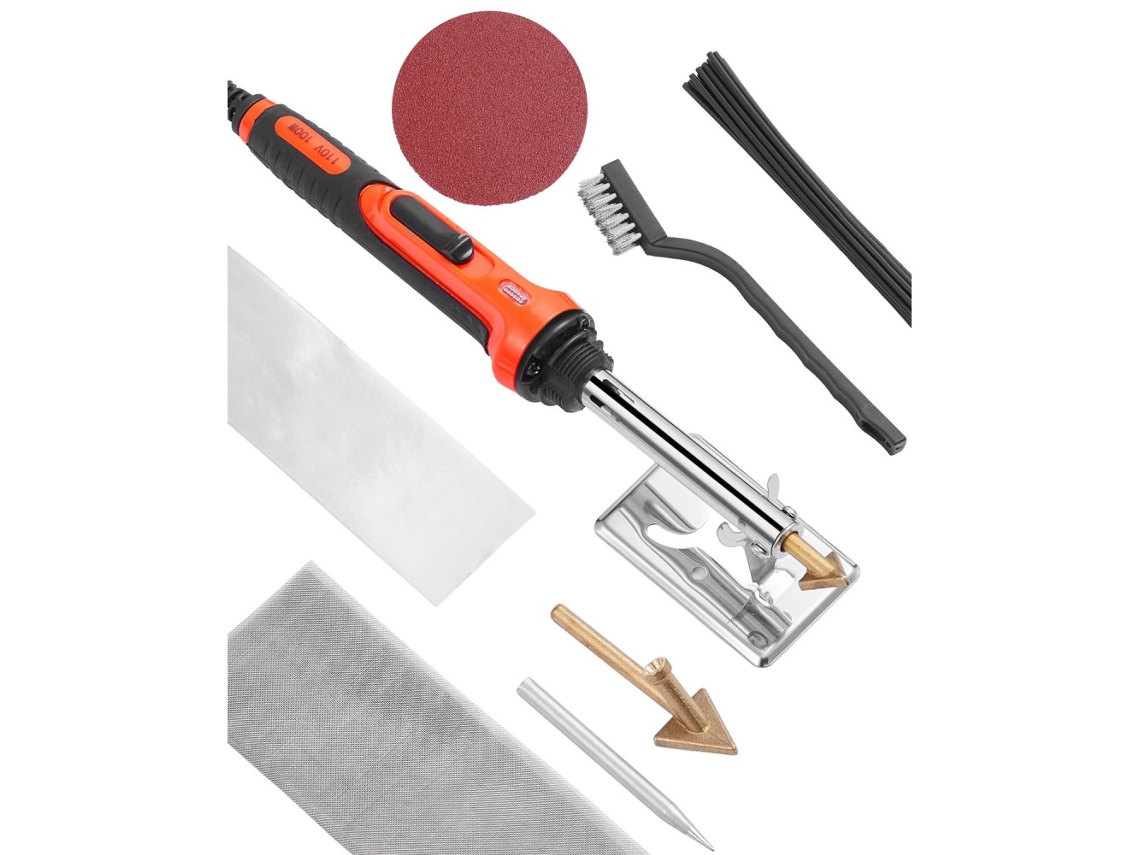 Máquina de soldar plástico, doble potencia 60/100W, con 3 puntas, 20 varillas y soporte – Ideal para reparaciones, Tekmaquinas