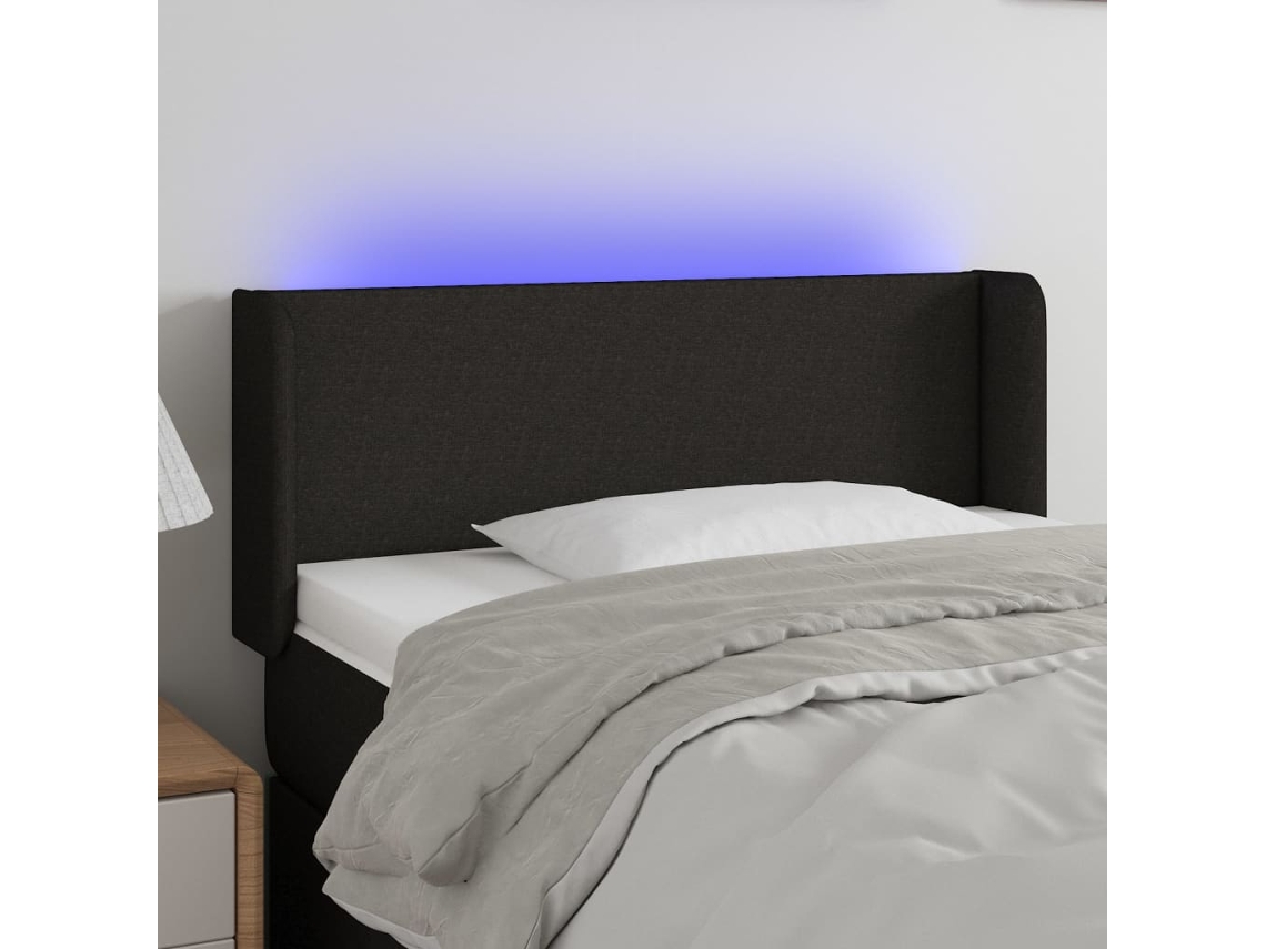 Cabecero Con Led De Tela Negro 103x16x78/88 Cm