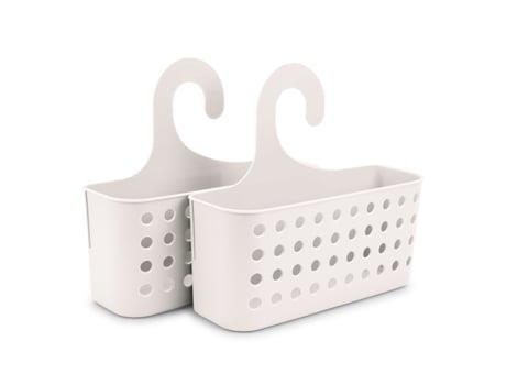 PLASTIC FORTE Juego de 2 Cestas Organizadoras de Ducha Colgantes Hueso
