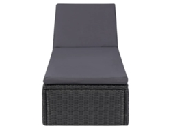 Chaise longue de mimbre en negro y gris oscuro - EXCLUSIVA MAISON