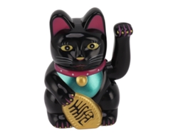 Baok con forma de gato de la suerte con brazo móvil, funciona con energía solar, para oficina, hogar, coche, color negro, 5 pulgadas.