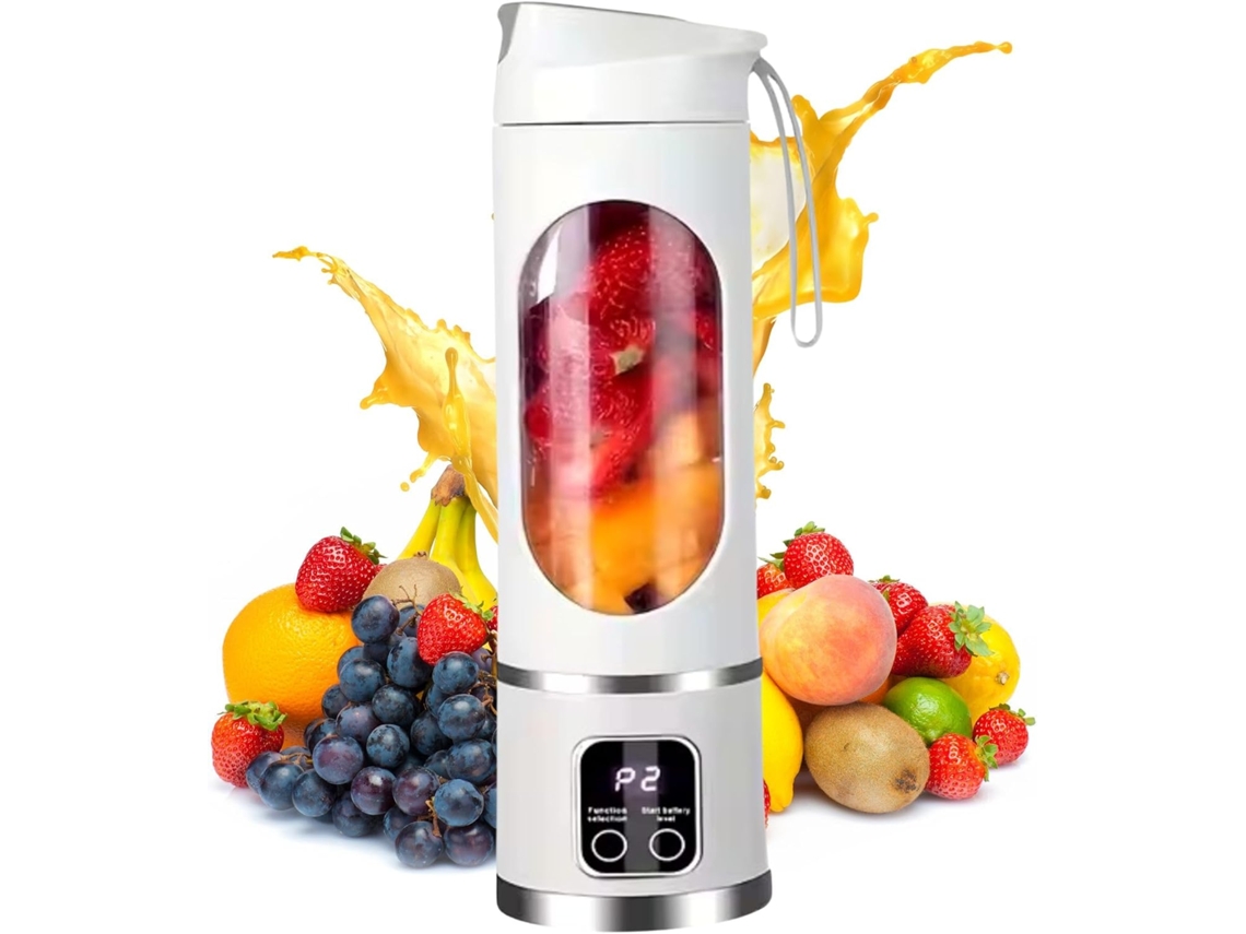 Exprimidor de frutas Eifson de 500 ml (16 oz) con 12 cuchillas de acero inoxidable, control de velocidad múltiple, 3,7 V (blanco)