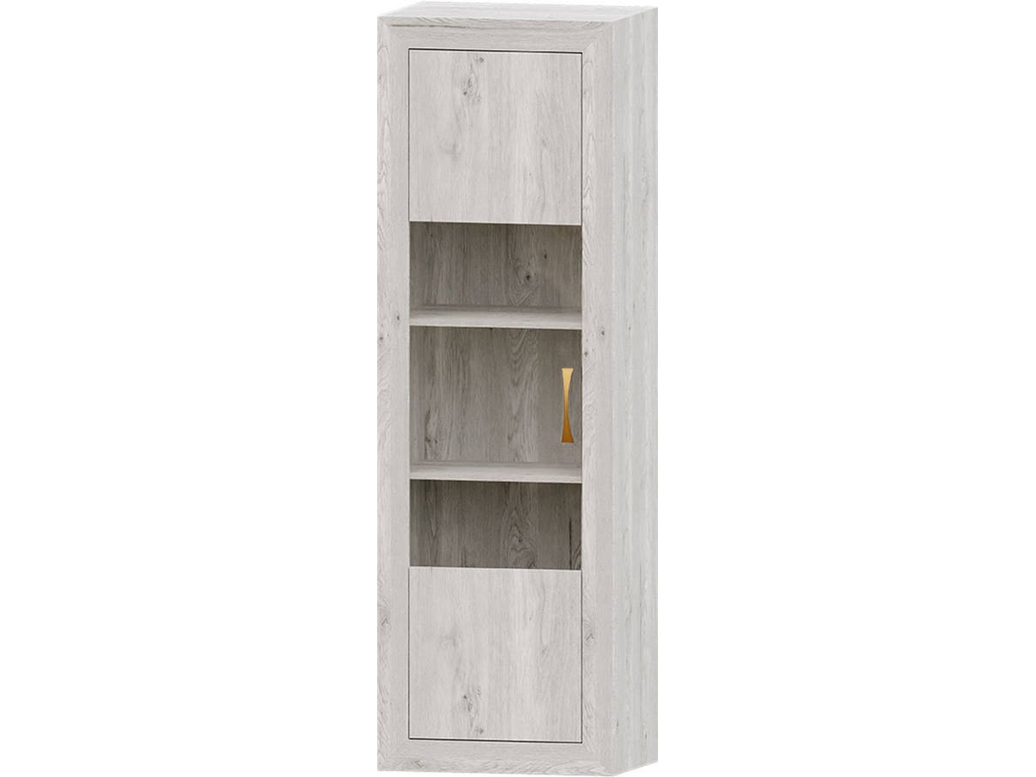 Vitrina MUEBLAM Niza (Blanco Artic y Dorado - Melamina - 60x190x42 cm)