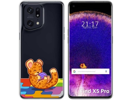 Carcasa para Oppo Find X5 Pro 5G TUMUNDOSMARTPHONE Dibujos Transparente Leopardo Multicolor
