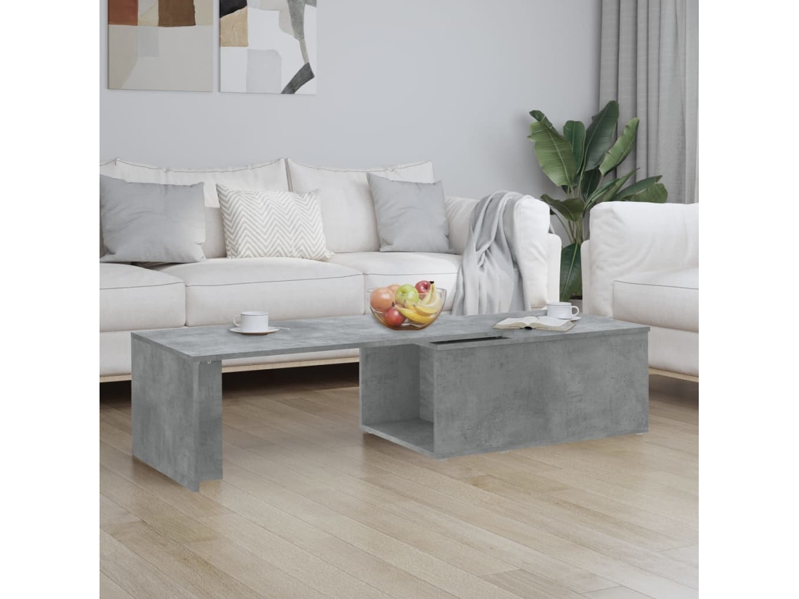 Mesa de Centro Apoyo 150X50X35 Cm Contrachapado Gris Cemento