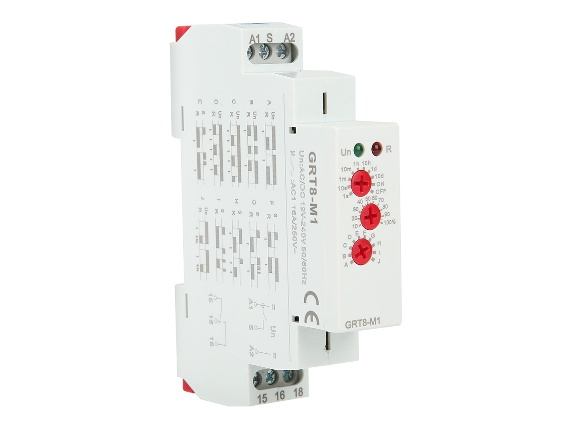 Relé De Tiempo De Retardo Multifuncional Grt8-m1 Con 10 Funciones Montaje En Rail Din Ac/dc 12v~240v