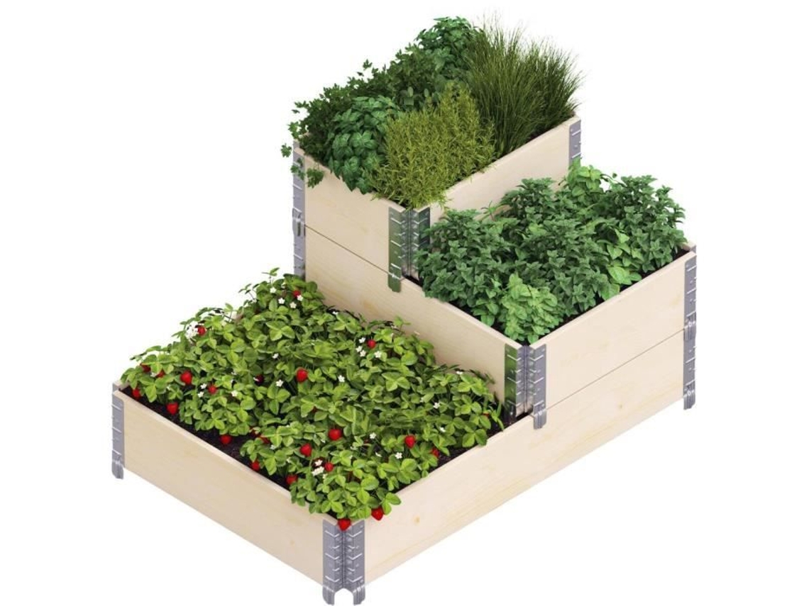 Carré Potager Cama Em Escada 120 X 80 X 58,5 Cm Madeira De Abeto E Aço