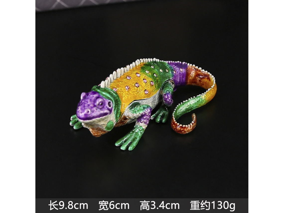 (lagarto De Colores) Joyero De Lagarto Con Incrustaciones De Diamantes, Joyero De Lagarto, Almacenamiento De Anillos