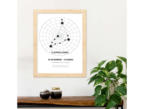 Póster NACNIC con La Constelación Capricorn. Poster con Símbolo do Zodiaco en y Fondo do Cielo Estrellado