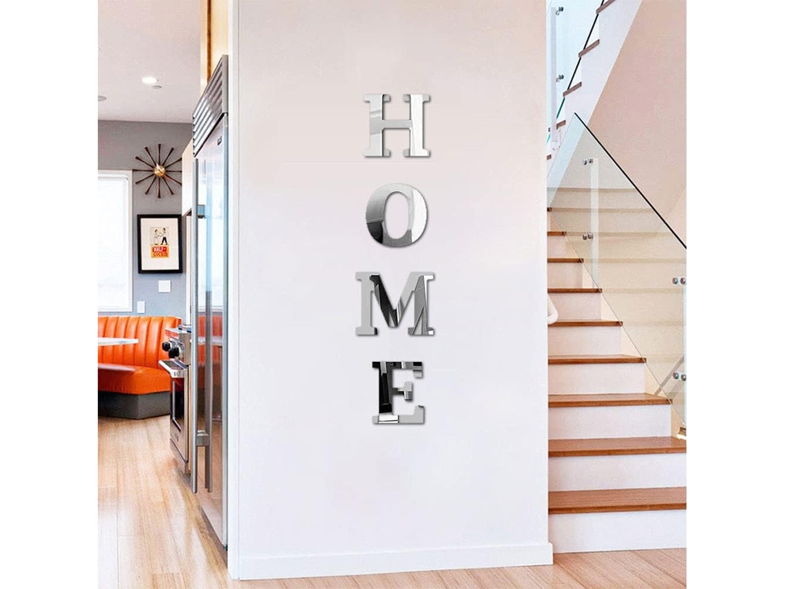KOFIHETY Pegatinas 3D de Acrílico Espelhado para Pared, Letras para Señalización de Casa, Adhesivos Quitables DIY 23x22cm
