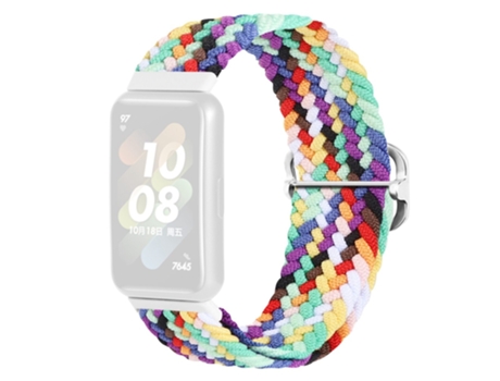 Correa de tela tejida hebilla trenzada para Huawei Band 7 - arcoíris
