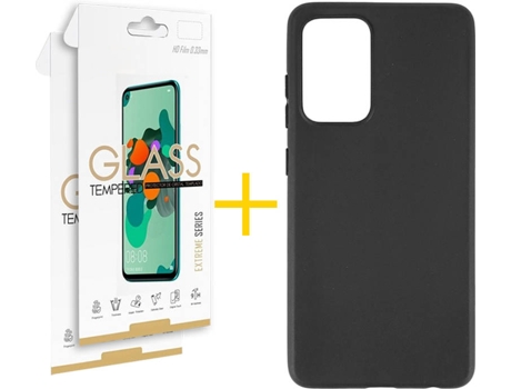 Kit Funda + 2 Protectores de Pantalla Samsung Galaxy A52 4G SKYHE Liso (Negro)