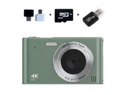 Câmera Digital Ultra Hd 4K H15 Foco Automático Zoom 16X Mini Câmera Compacta 64G Verde