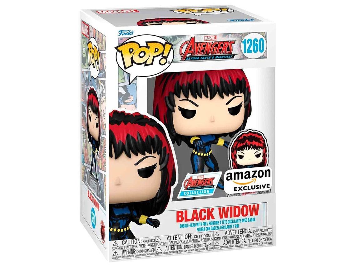 Figura Pop de Viuda Negra del cómic del 60.º aniversario de Marvel Avengers con pin exclusivo B.active