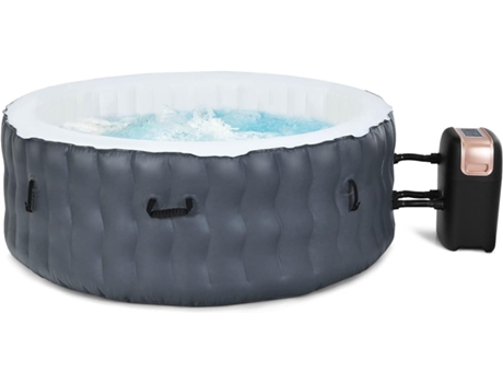 Piscina de Masajes Inflable 180 x 68 cm, Piscina de Masajes para 4 Personas de Burbujas, Cobertura para Terreno, Filtro con Cartucho, Compresor COS...