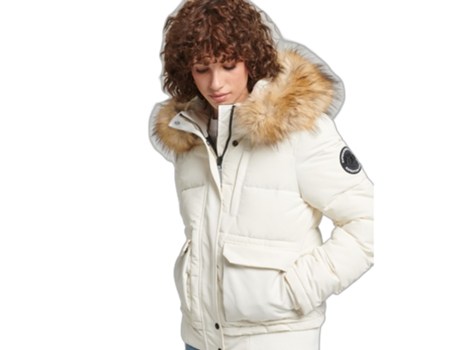 Abrigo para Mujer SUPERDRY (XS - Poliéster - Blanco)