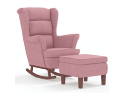 Maison Exclusive - Mecedora Con Respaldo Alto De Terciopelo Rosa Y Madera Maciza