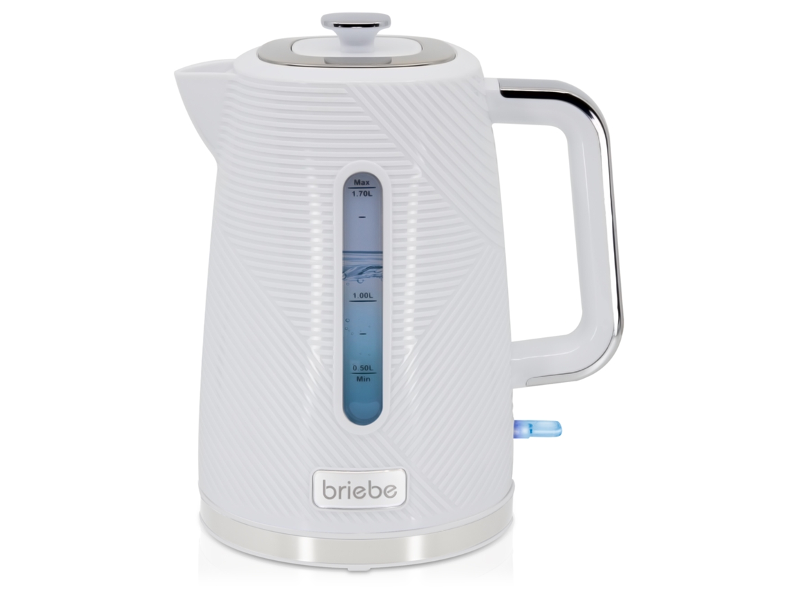 Jarra eléctrica Elegance de 1,7 l sin BPA, base de 360°, Briebe, controlador Strix, apagado automático, Kt1168wht, color blanco