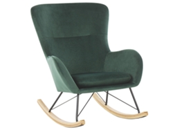 Silla mecedora BELIANI Ellan de Terciopelo Verde 71x90x97