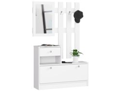 Conjunto De Muebles Con Zapatero Akord Blanco 90 Cm 1 Puerta 1 Cajón Frente En Color Blanco 2 Estantes 90x25x170 Cm