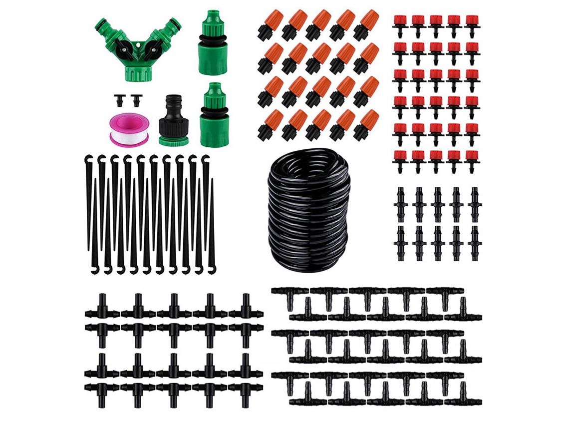 Kit De Riego, Manguera De 30 M, Boquillas Ajustables, Goteros Para Jardín Y Plantas.