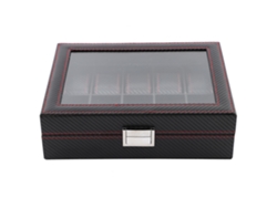 Estuche De Viaje Para Relojes Con 10 Ranuras, Organizador De Almacenamiento De Fibra De Carbono Y Diseño Elegante.