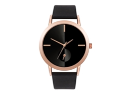 Reloj De Pulsera Analógico De Cuarzo Unisex Con Esfera Redonda, Estilo Moderno (negro)