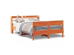 Maison Exclusive - Cama Sin Colchón Madera Maciza Pino Marrón Cera 150x200 Cm