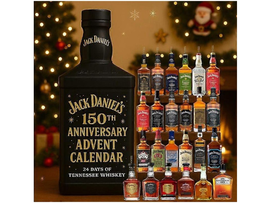 Calendário de Advento de Natal 2025 com Decoração em Acrílico Estilo Completo Jack Daniel Aniversário