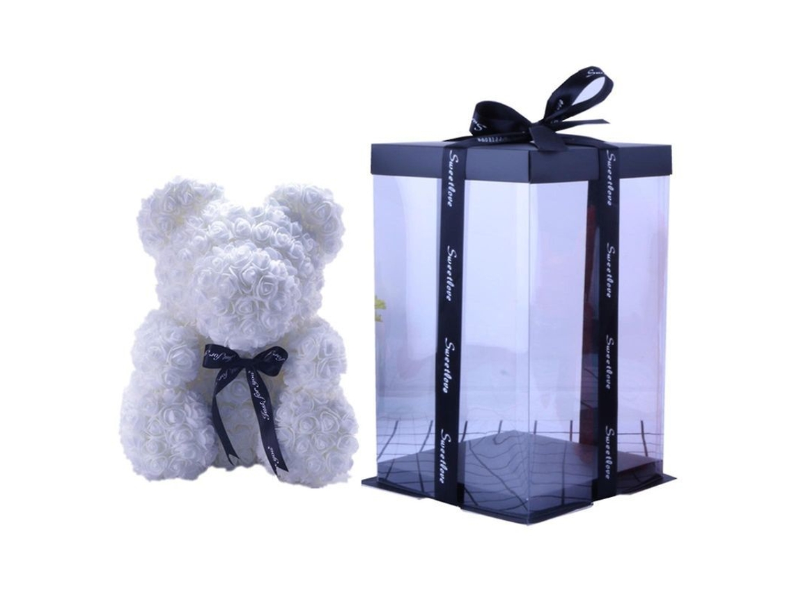 Oso De Peluche Artificial Con Rosas Y Caja De Regalo De 25 Cm Para La Decoración Del Hogar En El Día De San Valentín.