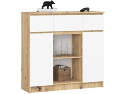 Cómoda K100 101 Cm Con 2 Puertas, 3 Cajones Y 6 Estantes Hormigón / Blanco Mate