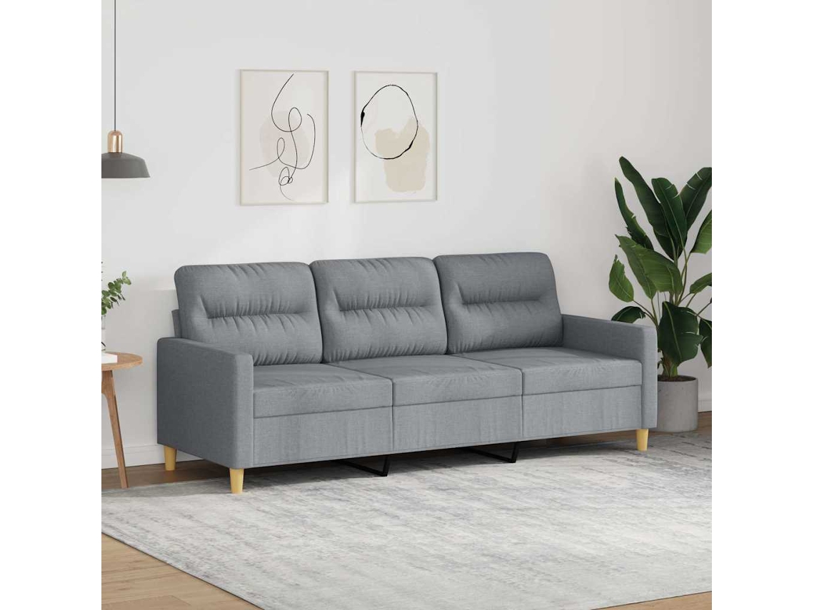 Sofá de 3 plazas - Sofá para salón - Sofá de relax 180 cm Tela gris claro HARLANV1