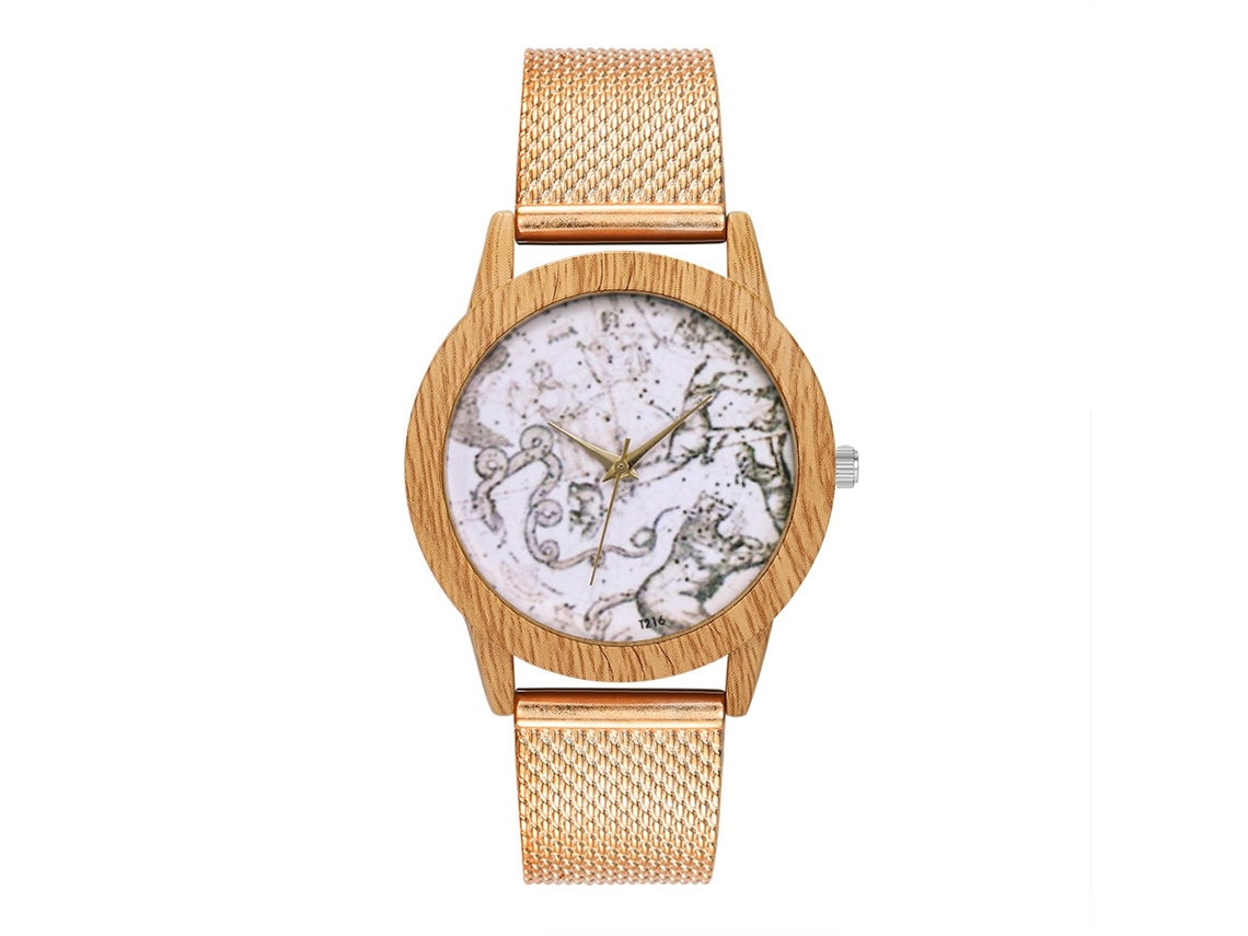 Reloj Analógico De Cuarzo Con Correa De Malla Simple Empresarial Para Mujer Y Hombre (oro Rosa)
