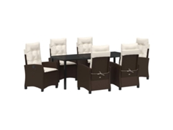 Maison Exclusive - Conjunto De Comedor De Jardín 7 Pcs Marrón Ratán Sintético
