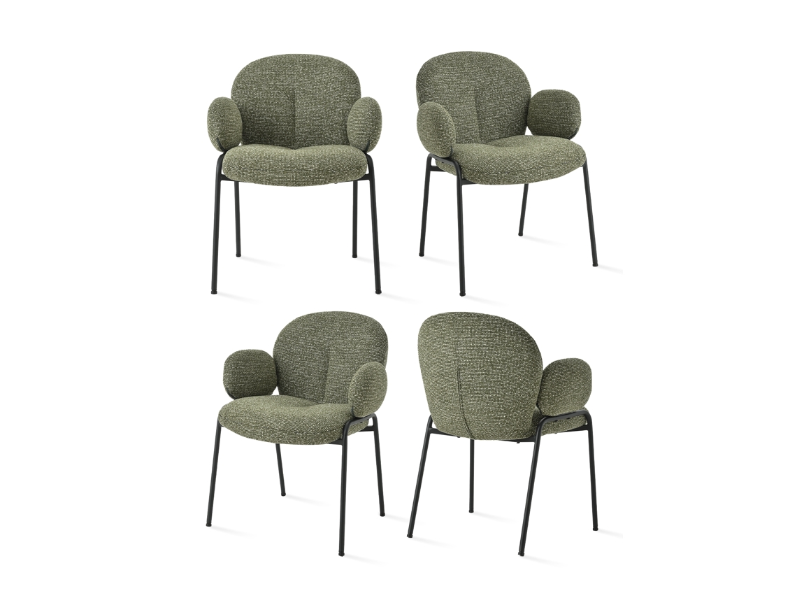 Sillas De Comedor Goeurvant 1235(pack De 4, Verde, Tela)