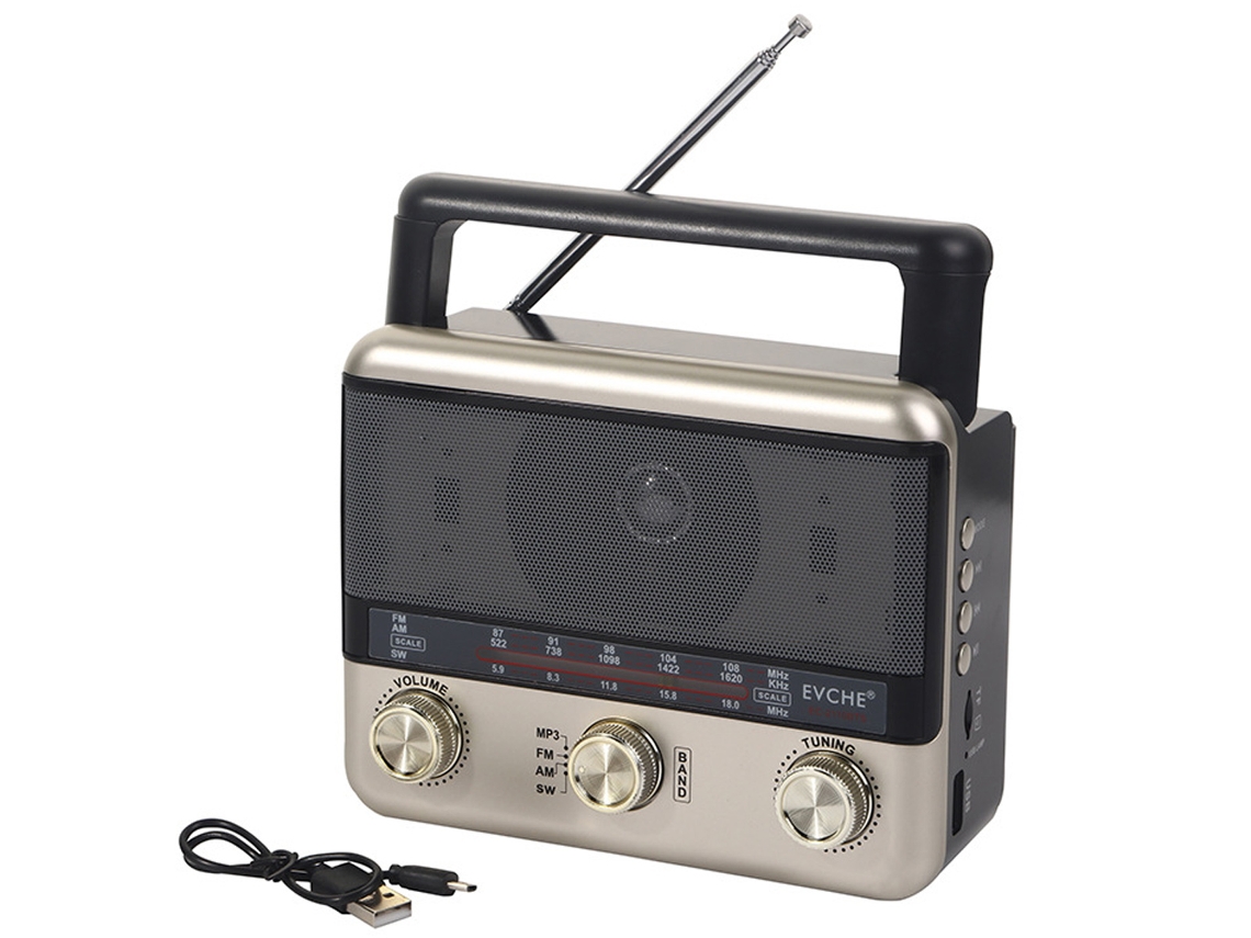 CHRUI Radio Solar Multifuncional Retro Radio Portátil Radio Am Fm Altavoz Bluetooth Radio Solar Recargable Tarjeta Tf Lector De Disco U