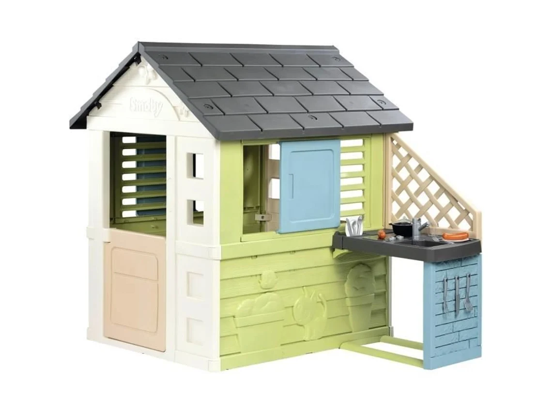 Parrilla y fregadero de verano Life Casa Bonita, 17 accesorios, material reciclado, desde 2 años, Smoby