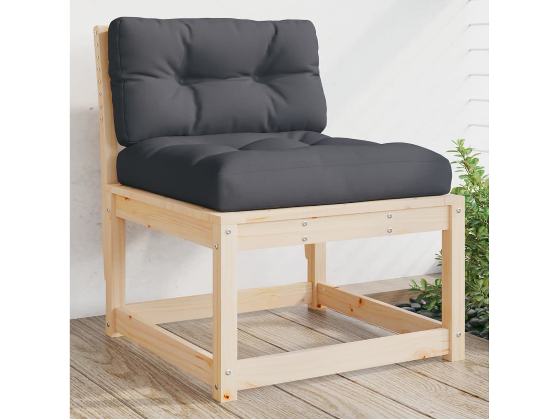 Sofá de jardín con cojines, madera maciza de pino, DKD Home Decor