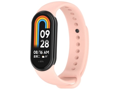 Correa de reloj inteligente para Xiaomi Mi Band 8 Correa de reloj de repuesto con enchufe de acero inoxidable de color sólido (rosa claro)