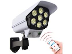 Lámpara solar exterior con 77 LED, simulación de vigilancia y detector de movimiento para montaje en pared. PRIME KANG