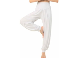 2026-pantalones Harem De Yoga Para Mujer Hippie Boho Verano Baggy Joggers Elásticos Amplios M Blanco