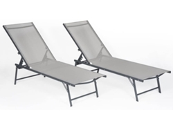 Pack De 2 Tumbonas Plegables Sicilia De Textileno Gris Y Estructura Antracita