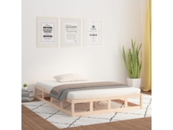 Estructura De Cama Doble De Madera Maciza 140x190 Cm