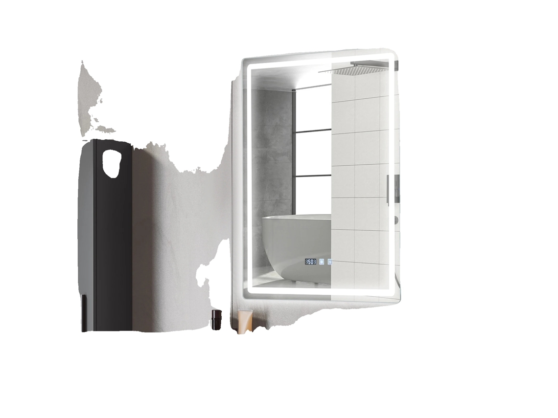 Espejo de baño, 60 cm x 80 cm, fuente de luz LED, potencia de 24 W, regulable con 3 temperaturas de color, resistente al agua IP54 OEM