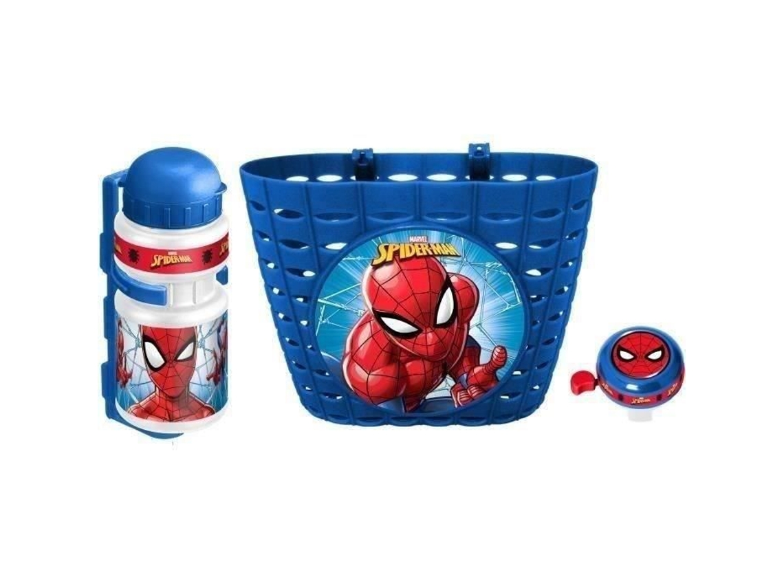 Set de canasta para botella de agua con campana de Spider-Man para niños a partir de 3 años, color azul y rojo, Disney