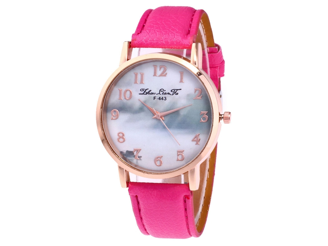 Reloj De Pulsera Analógico Para Parejas Con Elegante Correa De Pu Y Movimiento De Cuarzo (rosa Y Rojo).
